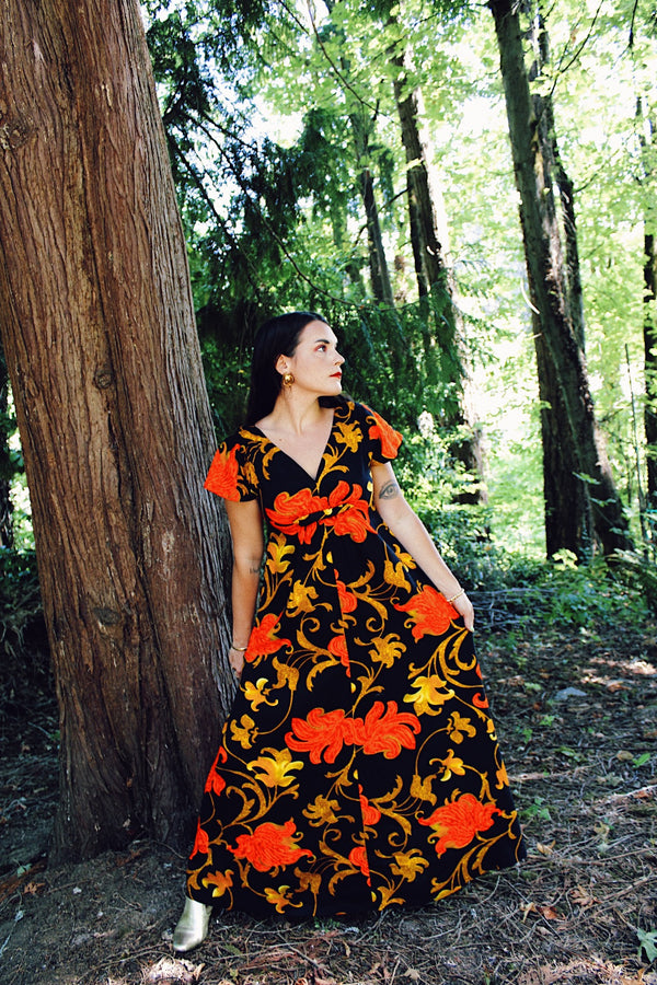 Short Sleeved Maxi Floral Dress