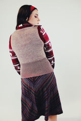 Vintage women's maroon acrylic sweater vest back