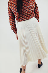 Vintage pleated cream midi skirt back