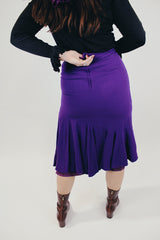 women's vintage bright purple wool skirt high waist with ruffle hem