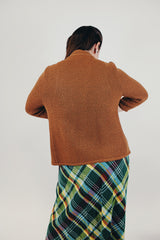 women's vintage 1950's knitted open cardigan with amber circle embellishments sewn on 