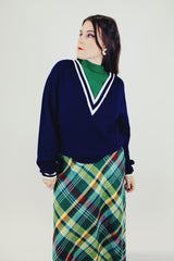 vintage women's pullover sweater jantzen nfl mock neck navy and green 