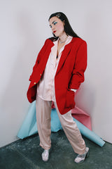 Women's or men's vintage 1970's Brookford Exclusive for Peoples label long sleeve red blazer with gold buttons
