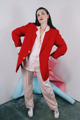 Women's or men's vintage 1970's Brookford Exclusive for Peoples label long sleeve red blazer with gold buttons