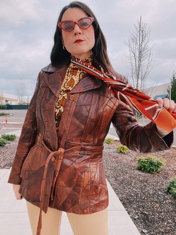 Brown Leather Patchwork Jacket