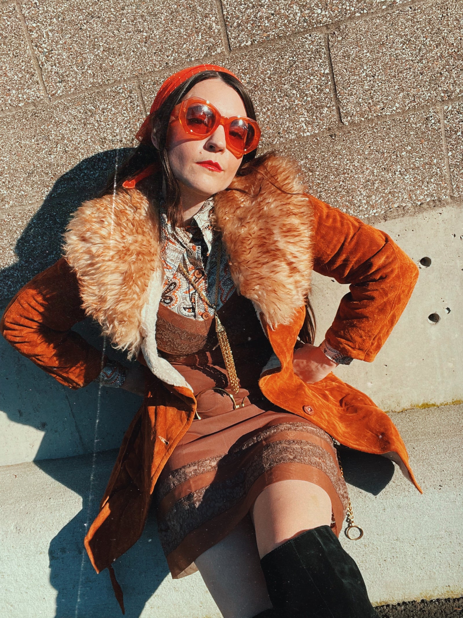 Her lip to／Convertible Fur Tippet Coat CARLY faux fur coat