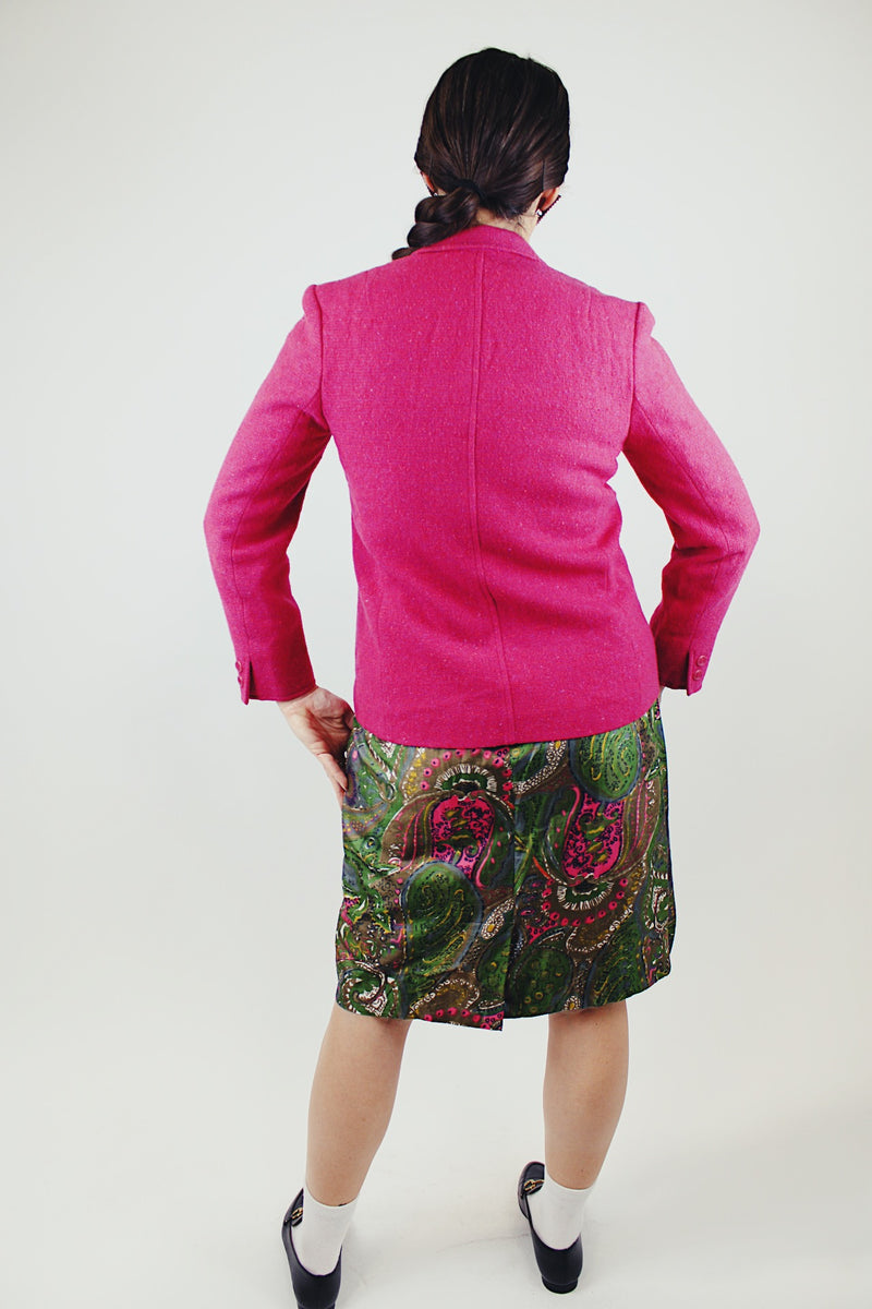 long sleeve pink wool blazer pendleton 1980's