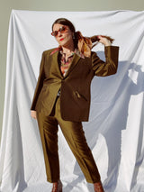 bronze shiny suit with blazer and pants men's vintage 1970's