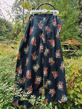 black floral print tie wrap pants vintage women's 1970's