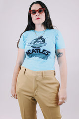 short sleeve blue graphic beatles tee with submarine vintage 1970's