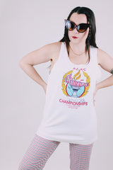 vintage 1980's white tank top tee with graphic on the front