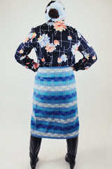 striped blue wool wrap skirt midi length vintage 1940's