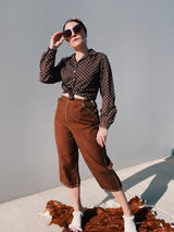 1940's vintage pedal pusher pants in chocolate brown
