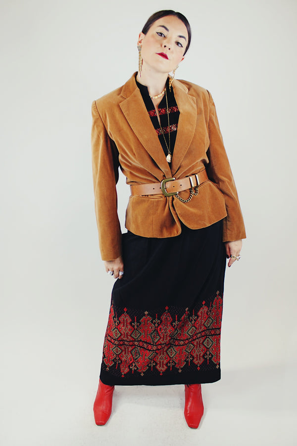 camel colored velvet blazer vintage 1980's