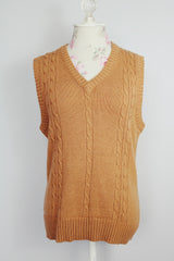 tan beige sleeveless acrylic sweater vest vintage 1970's