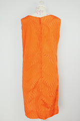 sleeveless knee length textured material orange dress vintage 1960's