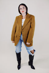 long sleeve camel color cashmere blazer vintage 1970's