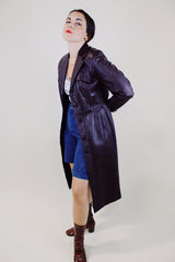 long knee length long sleeve brown leather jacket women's vintage 1970's