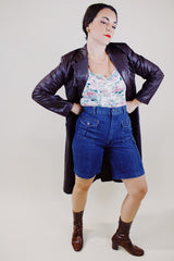 denim bermuda shorts with multiple pockets women's vintage 1990's