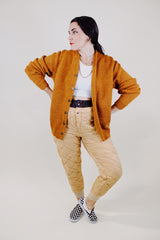 long sleeve wool button up burnt orange cardigan vintage 1970's