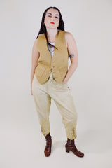 camel beige velvet button up waistcoat vest vintage 1960's