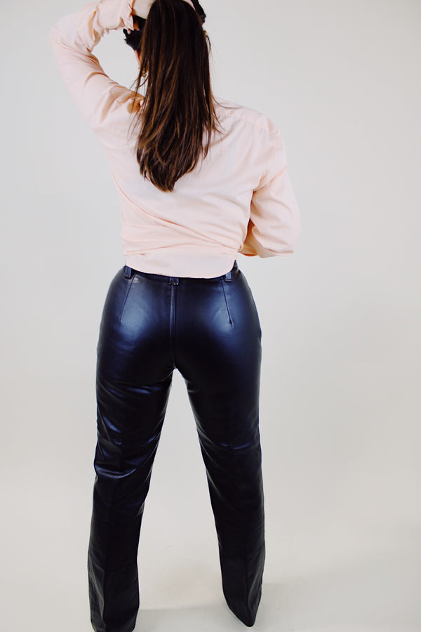 dark brown leather pants vintage 1980's