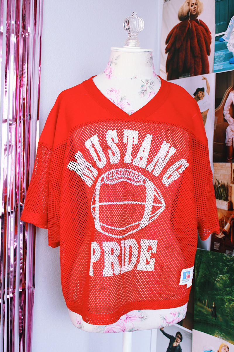 red mesh vintage football jersey 