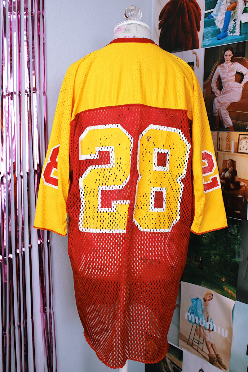 red and yellow mesh football jersey vintage wilson's