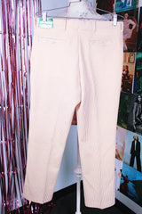 tan and white striped polyester pants vintage 1970's
