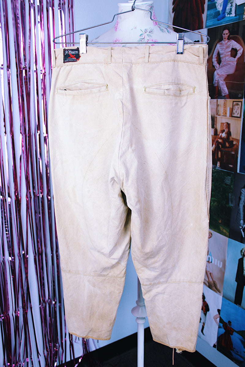 beige jodhpur riding pants capri length with laces at cuffs vintage 1950's