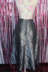 silver metallic a line shaped skirt in polyester vintage 1990's