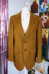 long sleeve camel color cashmere blazer vintage 1970's