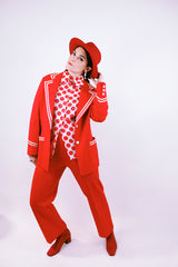 1980's women's vintage red set with pants and blazer