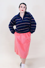 Women's vintage 1980's Jack Winter label midi length corduroy material salmon pink pencil skirt.