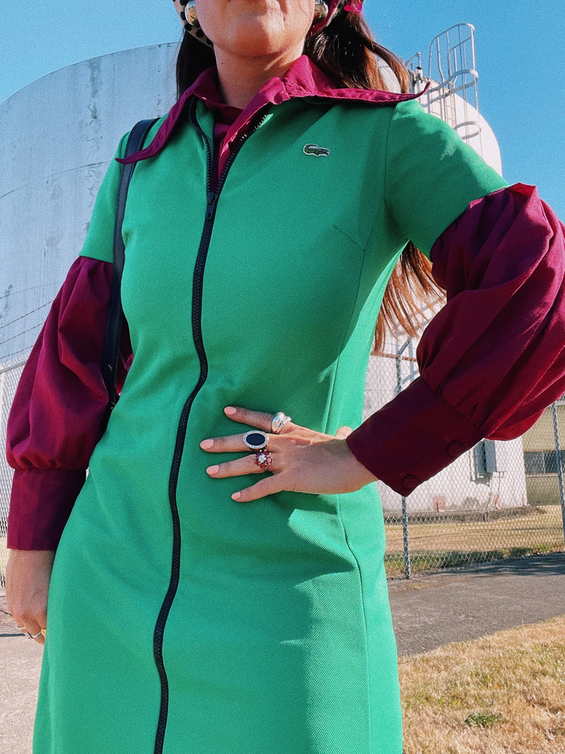 1980's Short Sleeve Lacoste Zip Up Dress