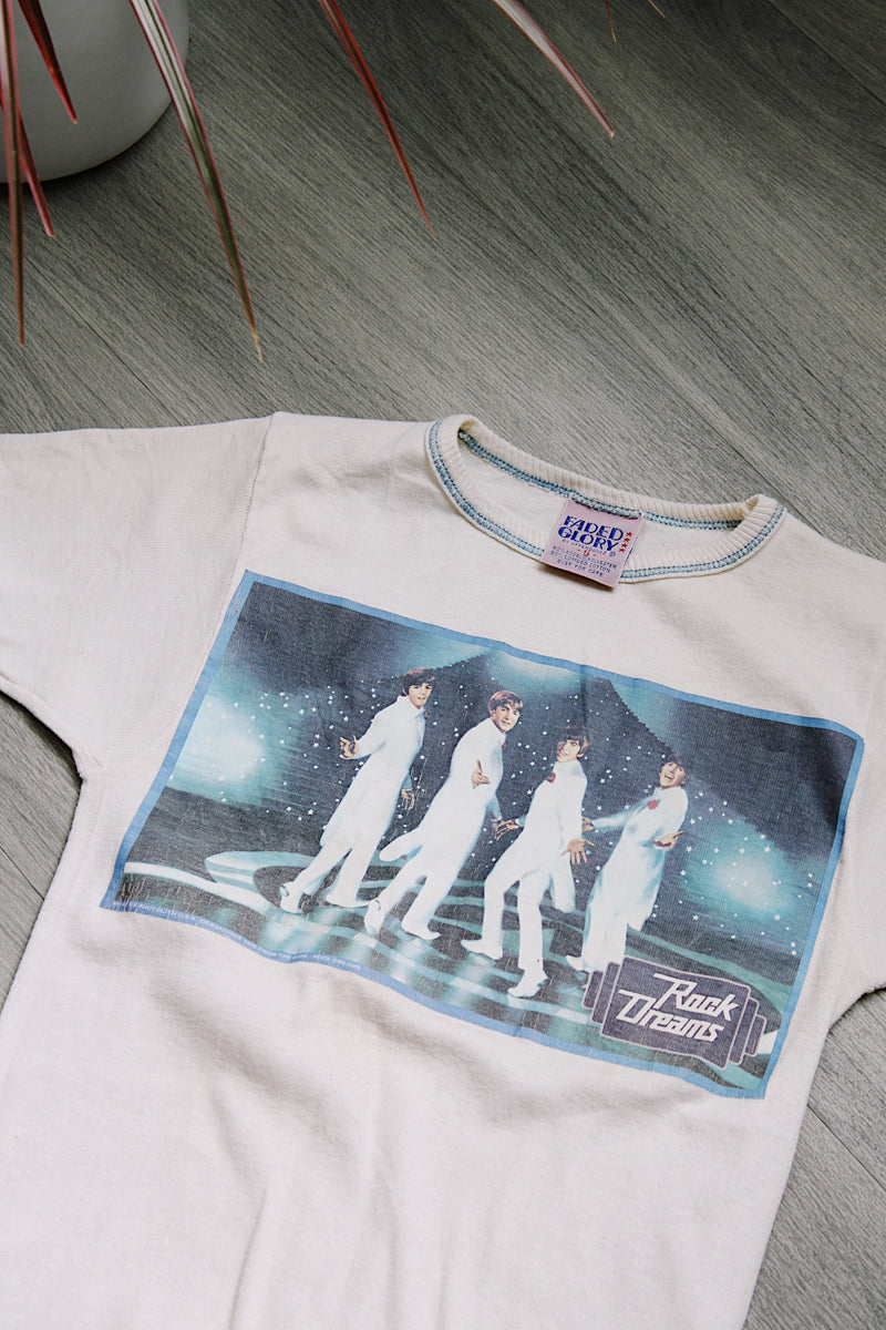 short sleeve off white Rock Dreams t-shirt with image of The Beatles 1975