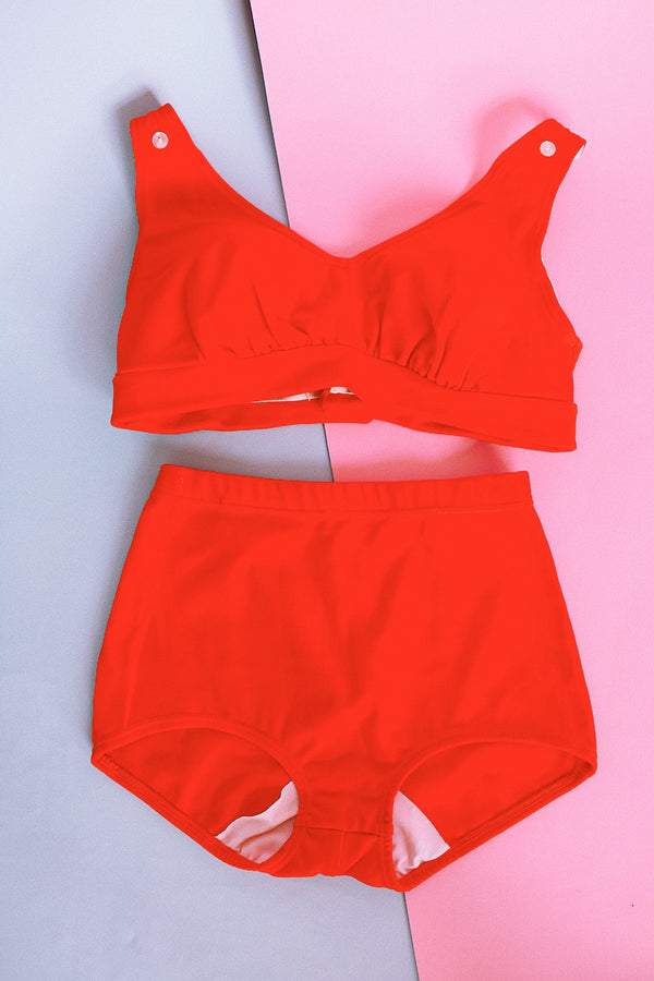 orange two piece bikini vintage women's 1960's