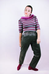 grey leather pants vintage women's 1980's