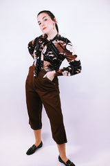 1940's vintage pedal pusher pants in chocolate brown