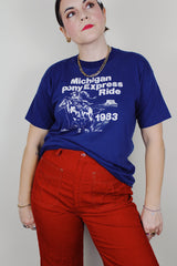 short sleeve navy graphic tee 1983 with cowboy