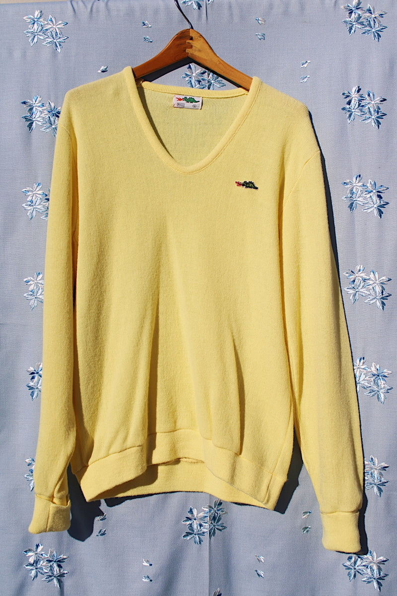 long sleeve vintage lacoste pullover sweater in pastel yellow