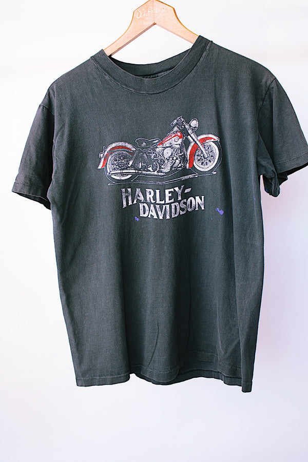 short sleeve black vintage 1980's harley davidson graphic tee