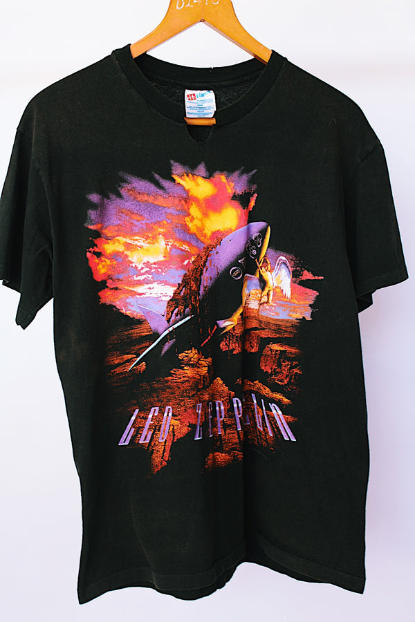 short sleeve black cotton led zeppelin tee from 1994