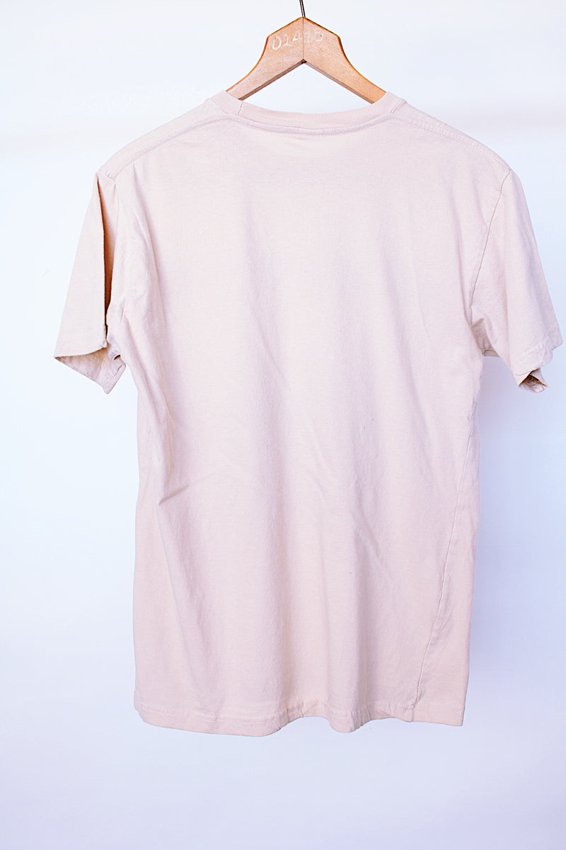 short sleeve tan vintage tee with eagle graphic on front