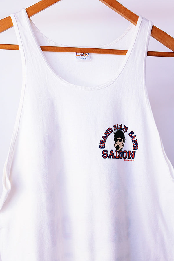 sleeveless cotton t-shirt tank top with graphic on front and back 1990's vintage 