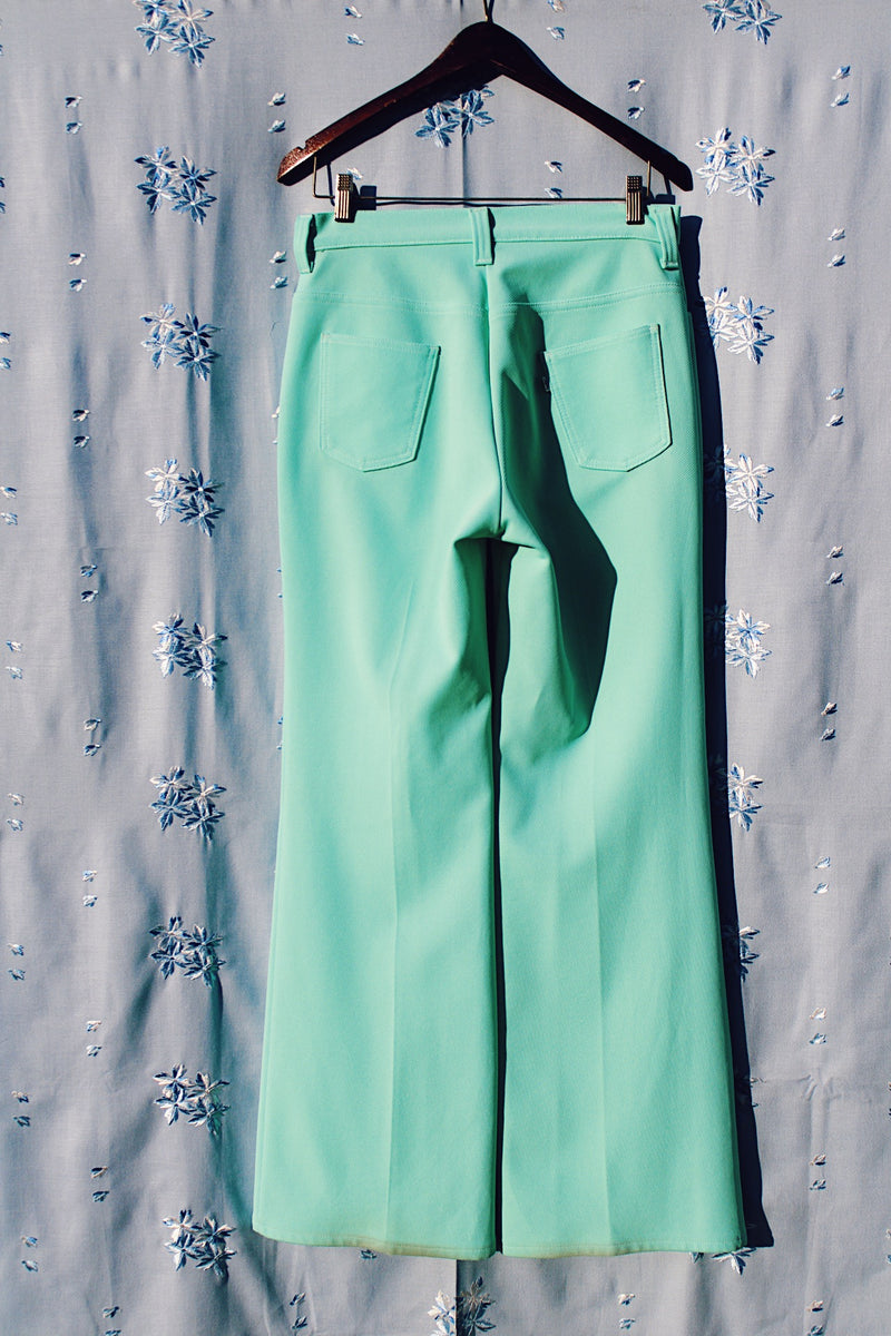 Teal Polyester Levi Flares