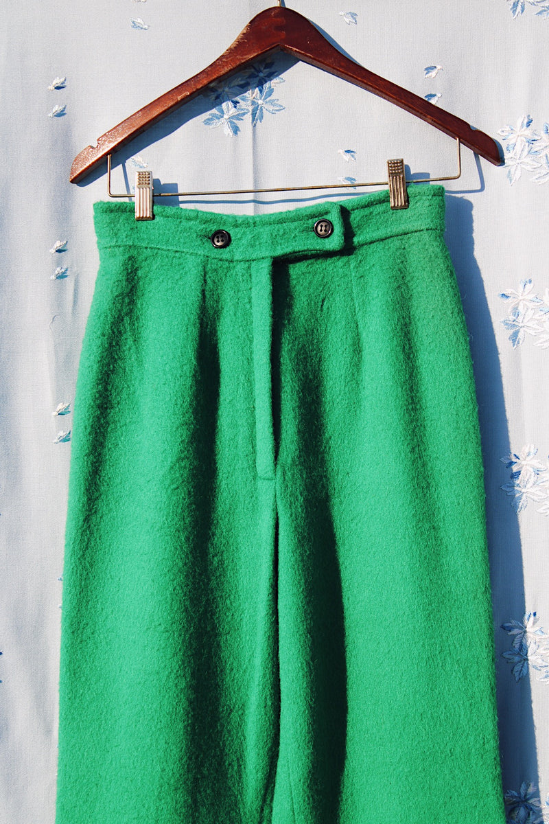 vintage pendleton green wool high waisted pants women's 