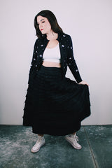 vintage high waisted black skirt with tiered ruffles