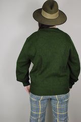 vintage 1960's Towncraft, Penneys label long sleeve olive green acrylic material button up cardigan sweater