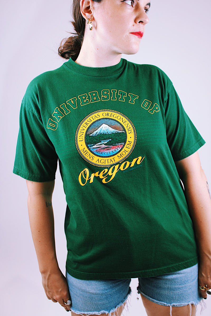 short sleeve green 1996 university of oregon t-shirt 